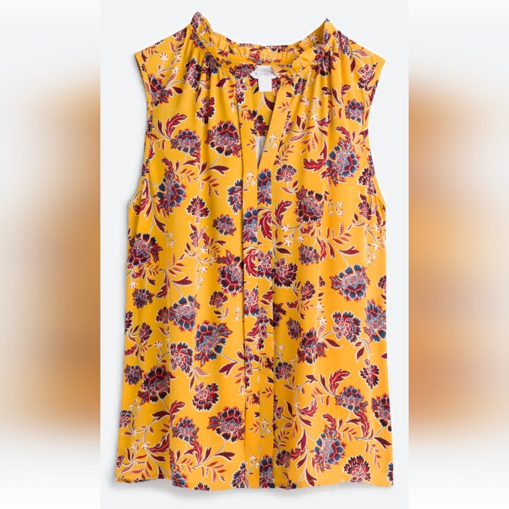 Market & Spruce Mustard Floral Blouse - Picture 3 of 13